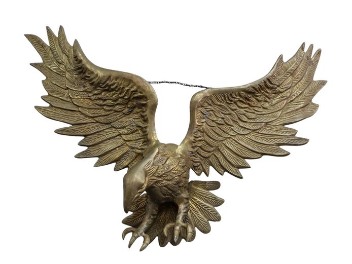 Vintage Brass Soaring Eagle Wall Hanging