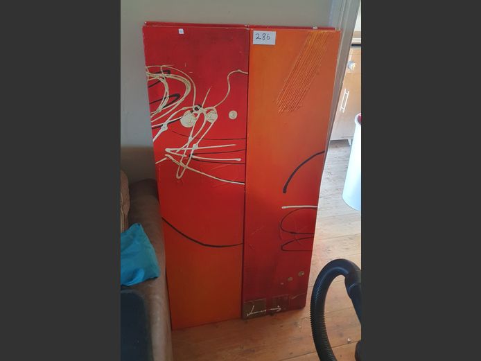 SET OF 4 UNFRAMED OILS ON CANVAS "ABSTRACTS"