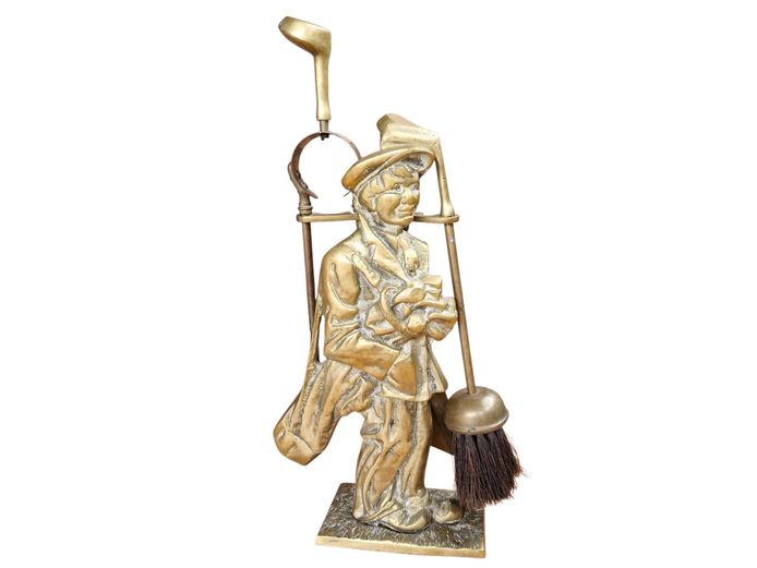 Vintage Solid Brass Golfer Fireplace Tool Set