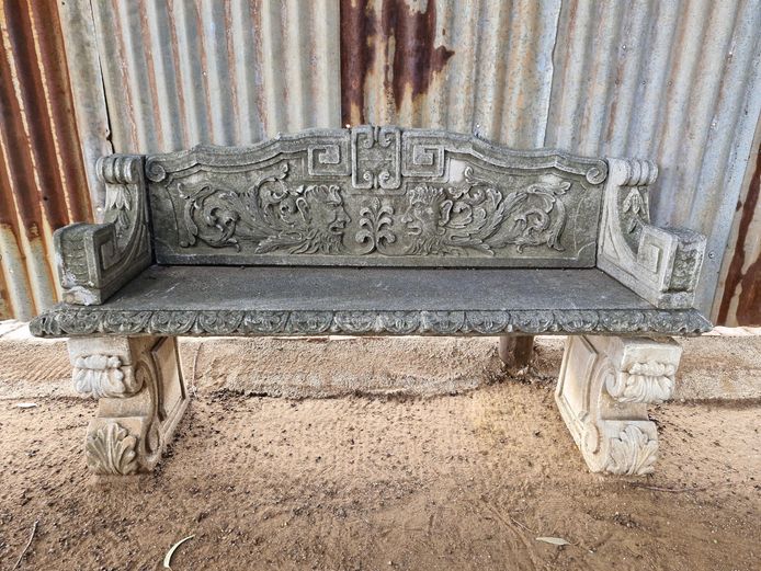 Ornate Neoclassical Cast Concrete Garden Bench