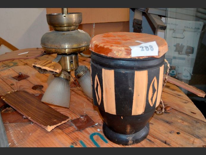 AFRICAN DRUM & A CEILING FAN [Untested]