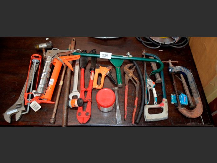 BOLT CUTTERS, G-CLAMPS, CROWBAR, HACKSAW, etc