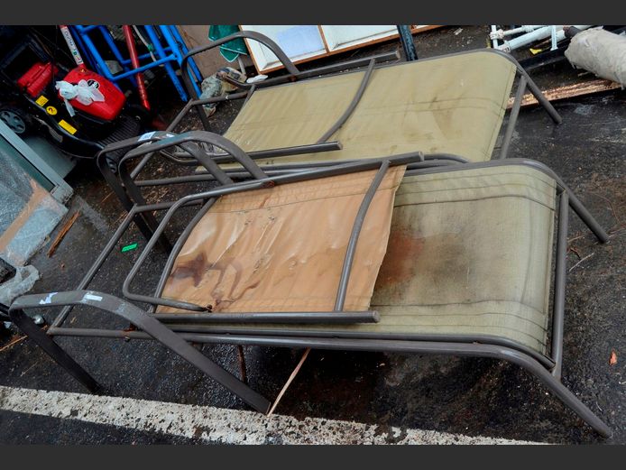 PAIR METAL POOL LOUNGERS [Damaged]