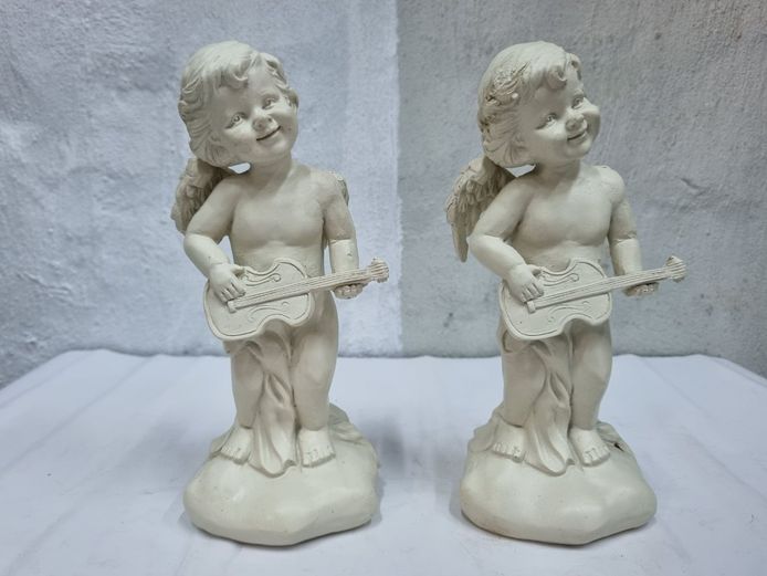 Pair of Musical Cherub Figurines