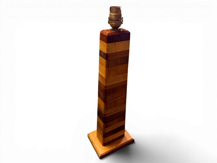 Multi-Tone Laminated Wooden Lamp Base (Modern Feature Piece)