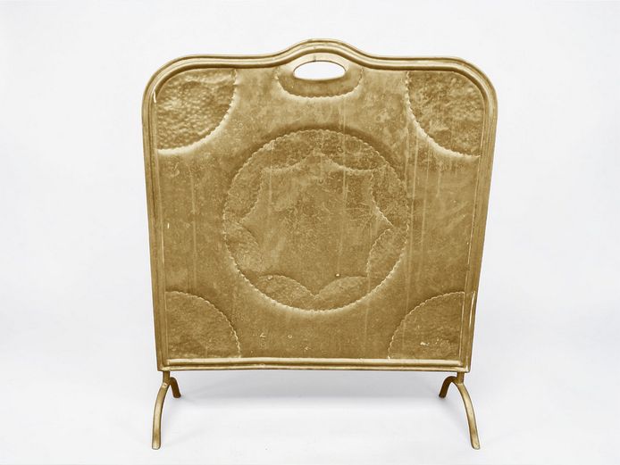 Decorative Hammered Brass Fireplace Screen