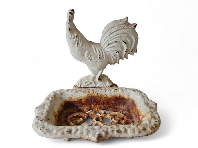 Antique Cast Iron Rooster Soap Dish