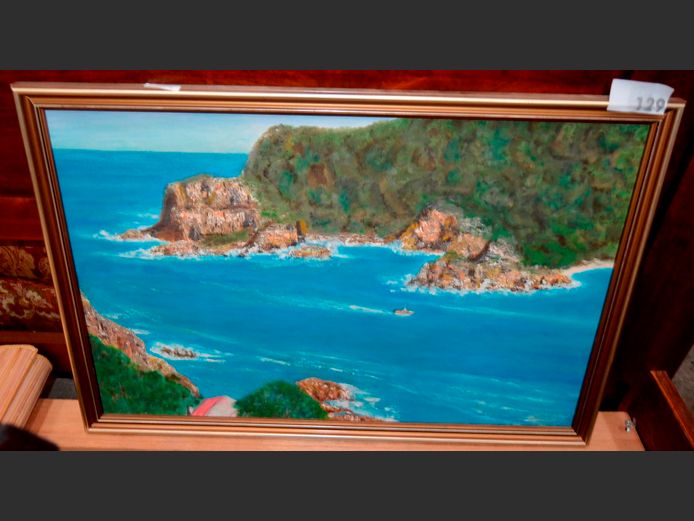 FRAMED OIL ON BOARD "SHORELINE", 76 x 50cm