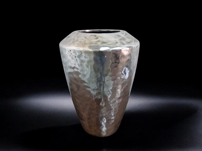 Large Silver Textured Ceramic Vase