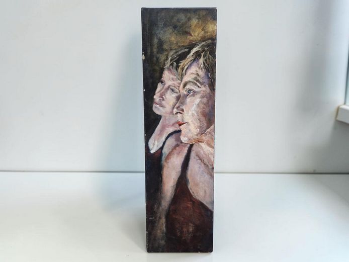 Original Pauline Hugo Oil on Canvas – Double Portrait