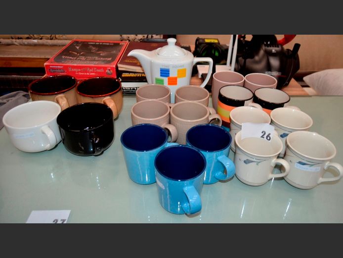 ASSORTED TEA CUPS, SOUP MUGS, etc
