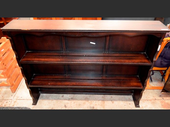 DARK OAK 2-TIER WELSH DRESSER TOP, 120 x 19.5 x 91cm