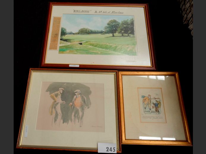 LOT OF 3: GOLFING PRINTS, 38 x 25cm, 27.5 x 21cm & 15 x 10cm