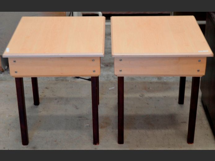 PAIR MAPLE FOIL BEDSIDE TABLES, 50 x 45 x 52cm