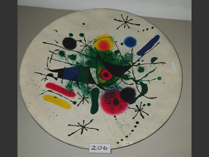 GLASS FIBRE HAND PAINTED DECORATIVE WALL PLATE "ABSTRACT"