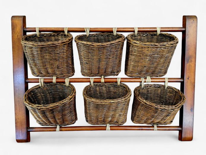 Wall Mounted Wicker Basket Rack