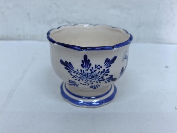 Vintage Blue & White Floral Ceramic Footed Bowl/Planter