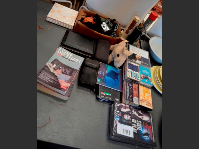 DVD's, CD's, HEAD LAMP, OLYMPUS CAMERA, etc [Unchecked, Untested]