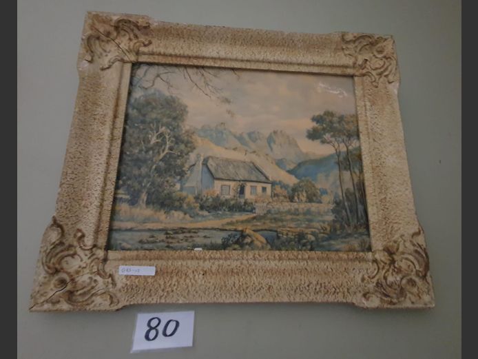 FRAMED PRINT "FARM COTTAGE", 36 x 28cm