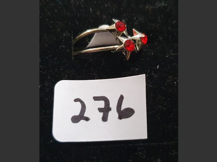 SILVER STAR DRESS RING WITH RED STONES