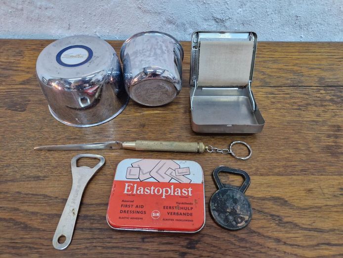 Vintage Collectibles Lot: Elastoplast Tin, Bottle Openers, Roller & Knife