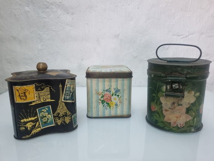 Trio of Decorative Vintage Storage Tins
