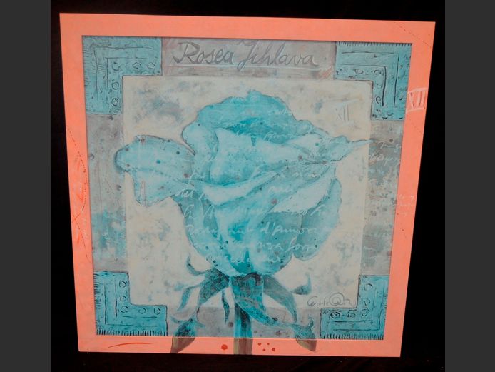 FRAMED ROSE PRINT, 97.5 x 97.5cm