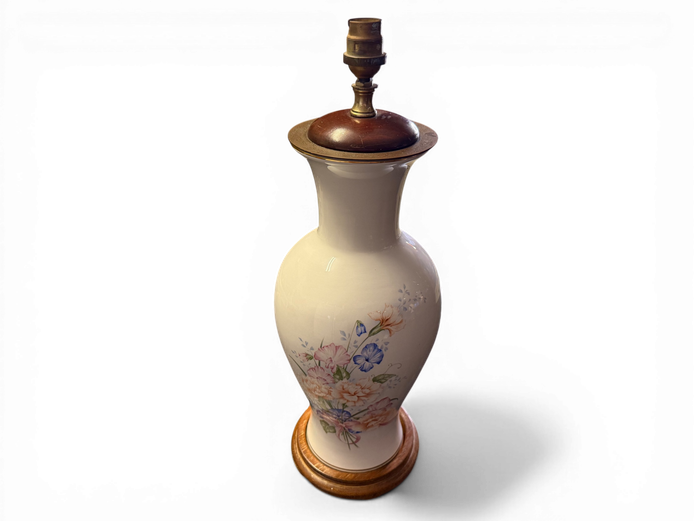 Vintage Ceramic & Wood Table Lamp Base