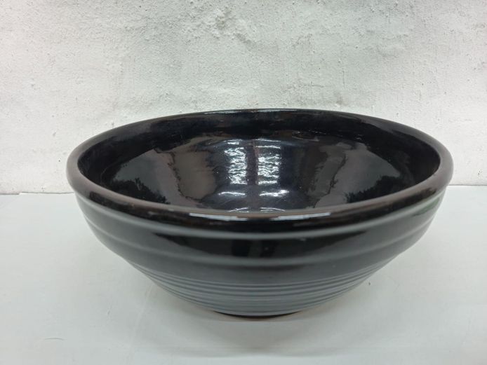 Contemporary Large Glossy Ceramic Serving Bowl