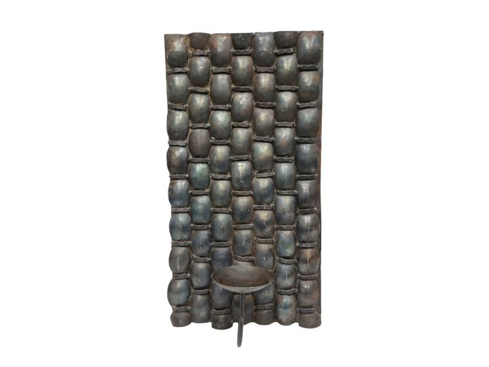 Rustic Brutalist Heavy Iron Wall Sconce Candleholder