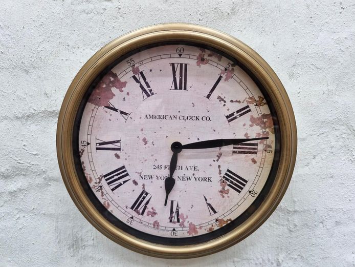 Modern "American Clock Co. New York" Antiqued Wall Clock