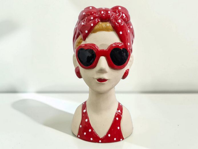 Retro-Style Ceramic Lady Head Planter / Vase – 24cm