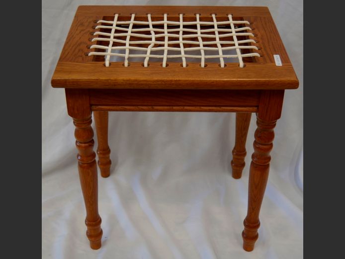 DARK OAK RIEMPIE STOOL, 46 x 36 x 49cm