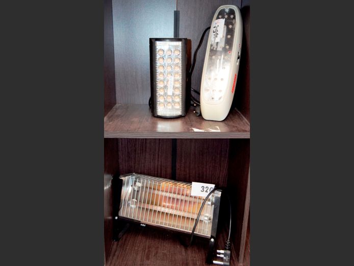 RECHARGEABLE LAMPS & A 2-BAR HEATER [Faulty]