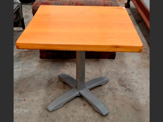 OAK & METAL SQUARE 2-SEATER TABLE, 80 x 80 x 73cm