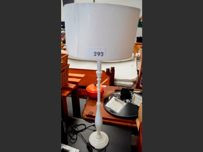 WHITE PAINTED TABLE LAMP WITH SHADE, 79cm High