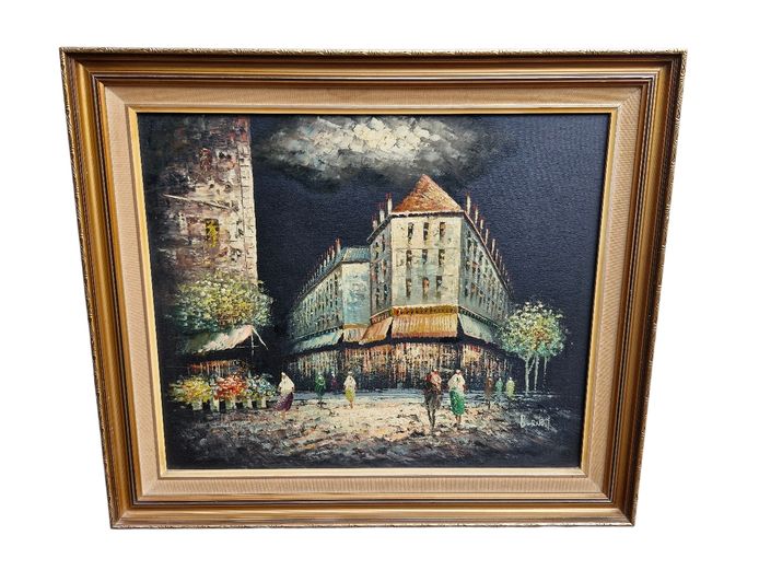 Mid-Century Original Caroline Burnett Parisian Street Scene