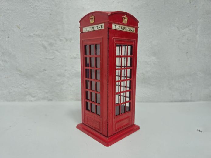 Red London Telephone Booth Metal Money Box
