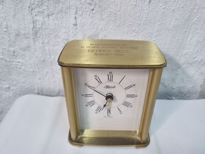 1995 Hermle Brass Service Award Clock (IBM Engraving)