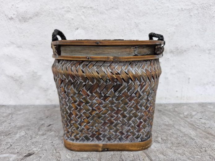 Japanese Antique Woven Bamboo Flower Vessel (Hanakago)