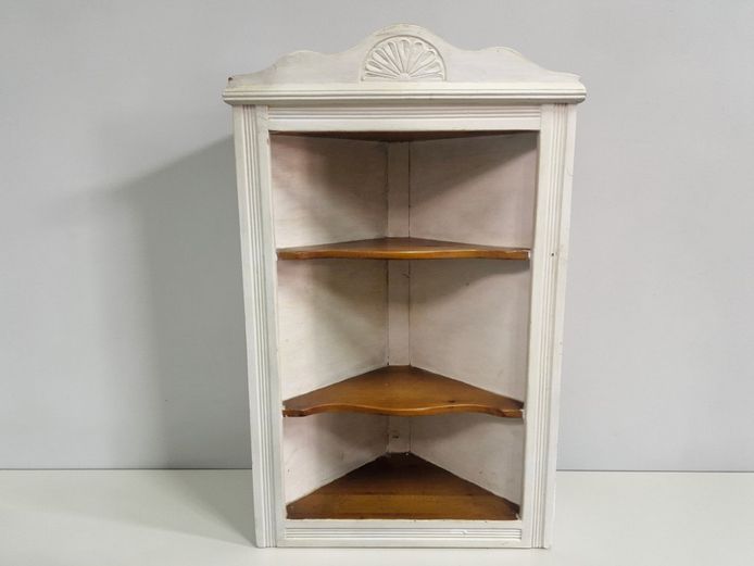 French Style Painted Wooden Corner Curio Cabinet
