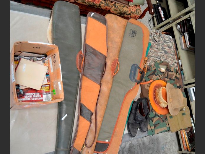 CLEANING KIT, RIFLE BAGS, HUNTING ATTIRE, etc