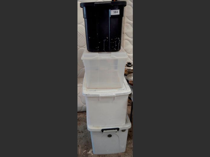 LOT: 4 x PLASTIC STORAGE BOXES