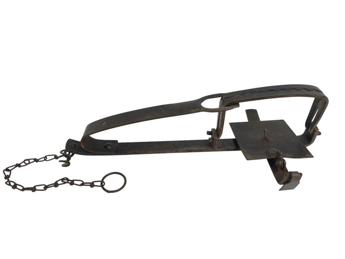 Antique Hand-Forged Wrought Iron Animal Trap, Blacksmith Made