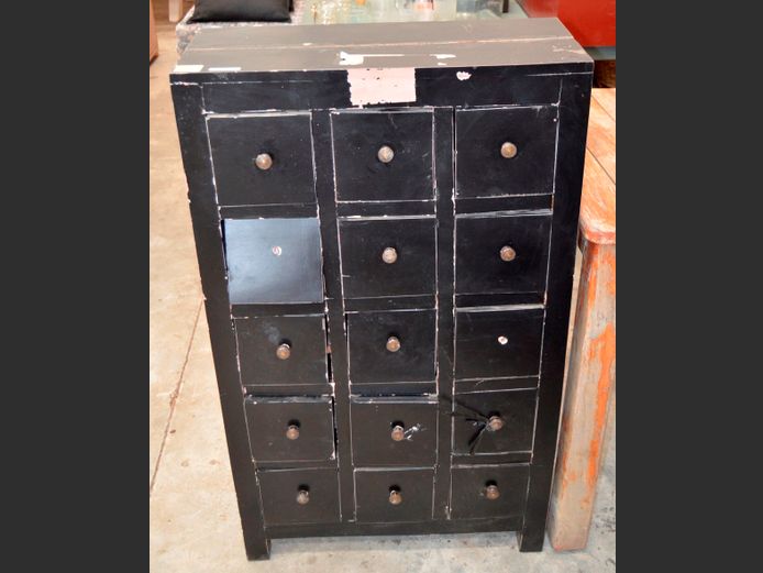 DARK FOIL 15-DRAWER TALLBOY, 62 x 26 x 105cm [Damaged]