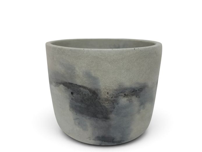 Artisanal Marbled Concrete Planter with Charcoal Wash & RSA Maker’s Mark