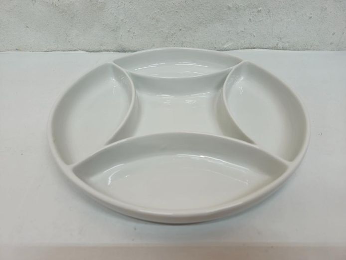 Modernist White Ceramic Sectional Hors d'Oeuvre Platter