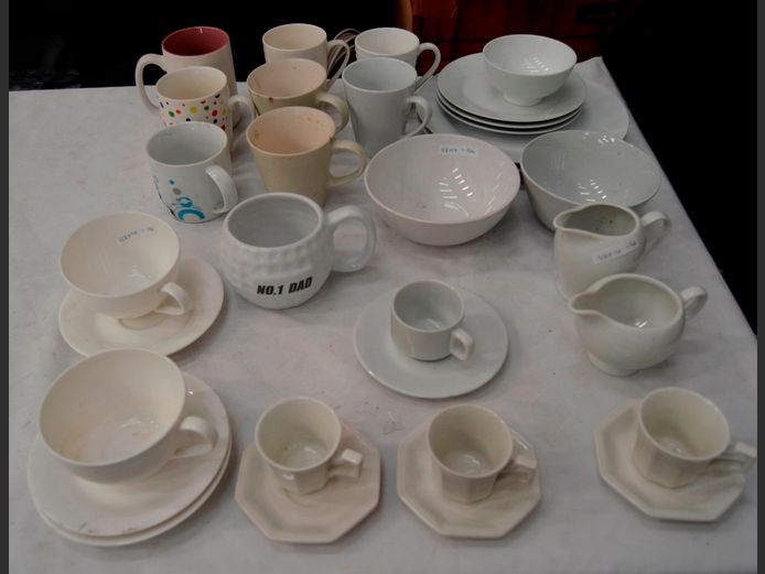 PLATES, BOWLS, SIDE PLATES, MUGS, etc