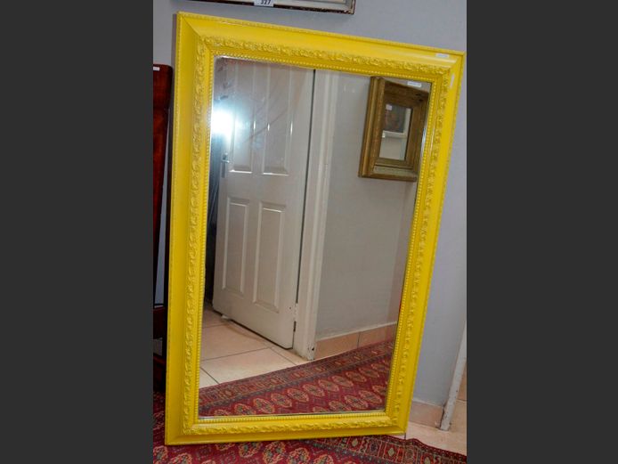 YELLOW FRAMED MIRROR, 140 x 90cm