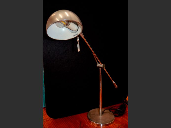 CHROME ADJUSTABLE DESK LAMP, 71cm High [Tarnished]